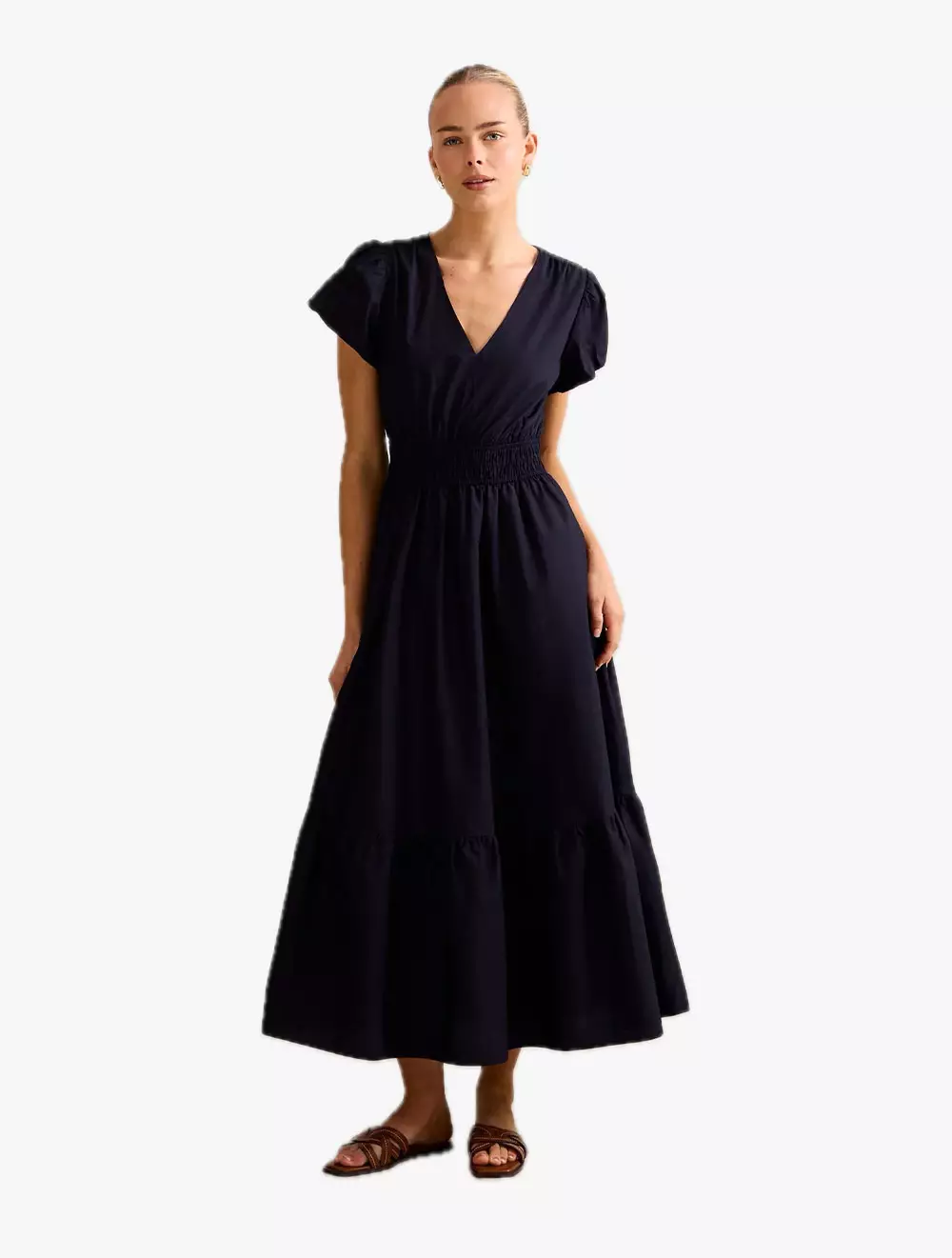 Jual Forever New Mara Puff Sleeve Cotton Midi Dress Original 2025