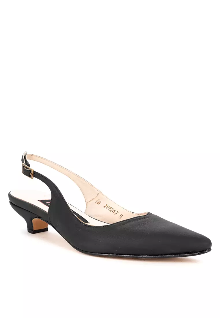 Pointed Toe Leather Slingbacks