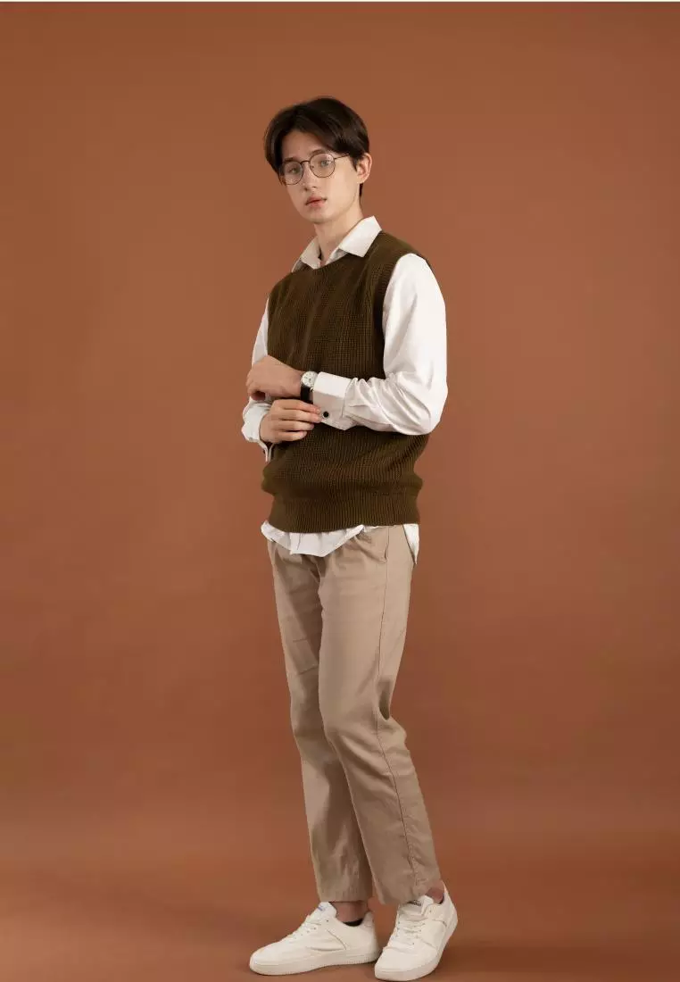 Kale Fenchy Brown / Vest atau Rompi Pria premium berbahan dasar acrylic wool