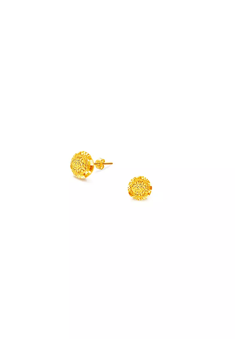 916/22K Gold Sphere Earrings S104 (M Size)