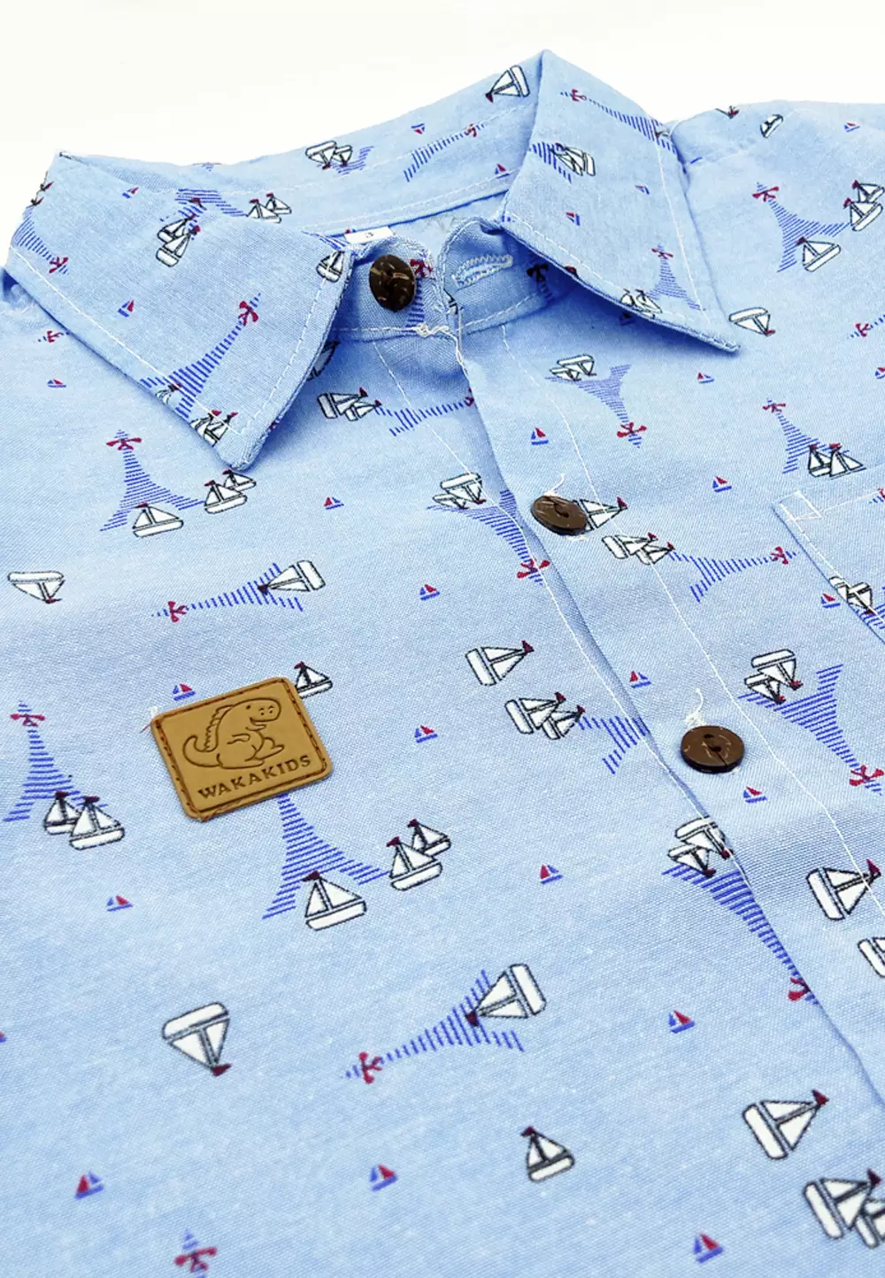 Wakakids Kemeja Anak Laki Laki Usia 1 Tahun Hingga 8 Tahun Atasan Baju Kerah Collar Shirt Motif Eiffel Tower Full Printing 4230 Vensk Abu Tua
