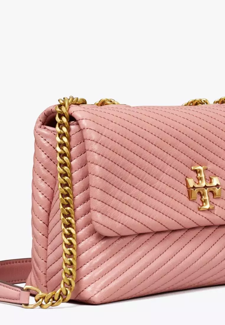 Tory Burch Small Kira Moto Quilt Convertible Shoulder Bag Pink Magnolia