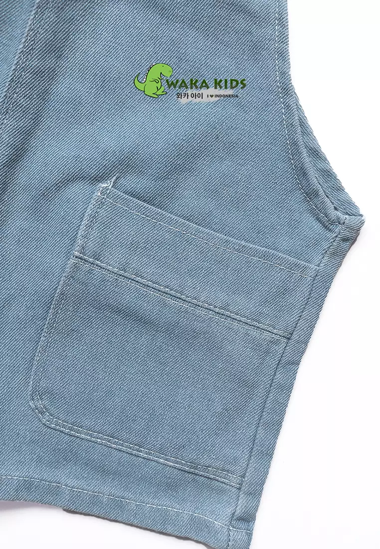 Wakakids Overall Jeans Anak Baju Kodok Celana Pendek Jumpsuit Denim 061 Vench