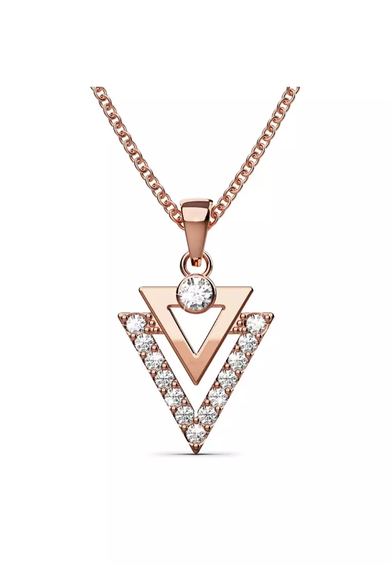 Swarovski rose gold deals triangle necklace