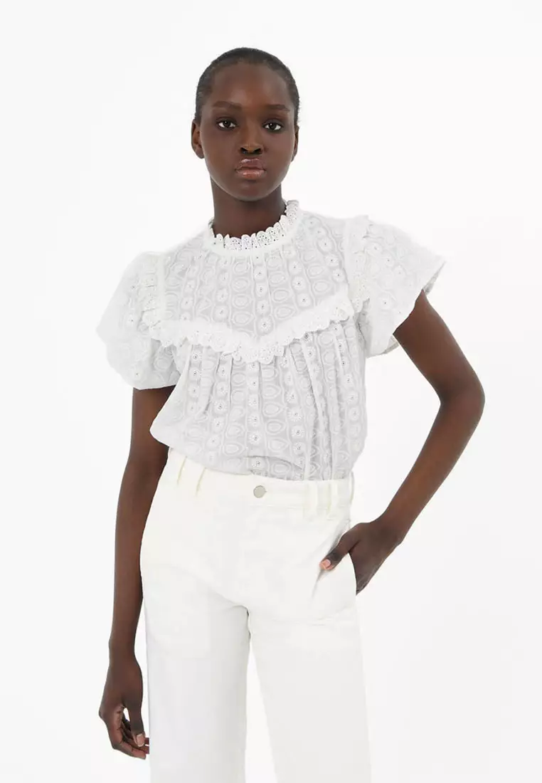 Vitanic Crochet Ruffle Top