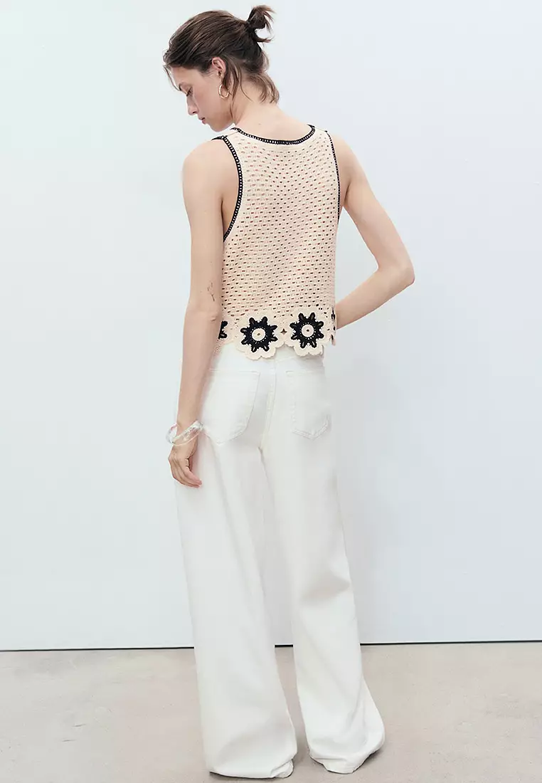 Mango Floral Print Sleeveless Crop Top