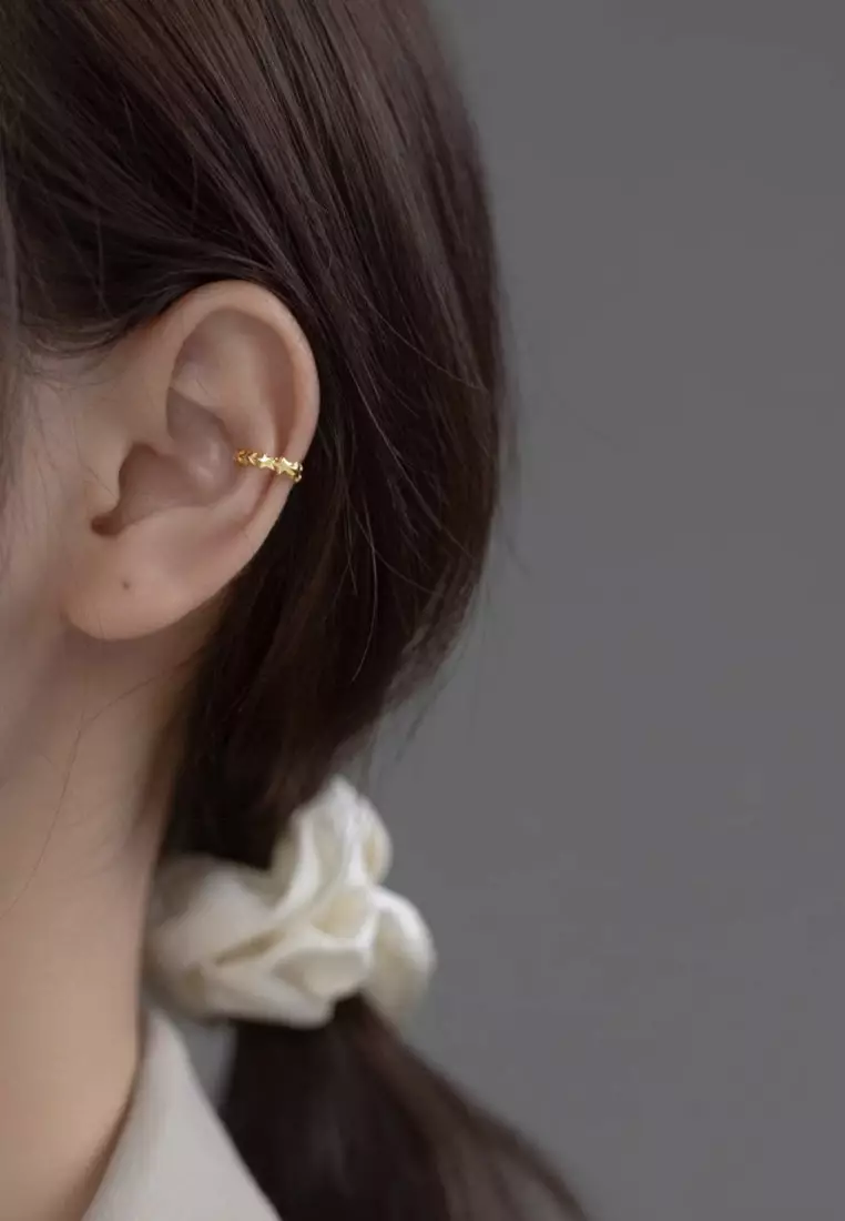 925 Silver Plated Gold Stars Ear Cuff JW AR-M01666
