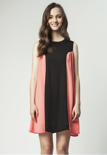 Pleated Contrast Dress