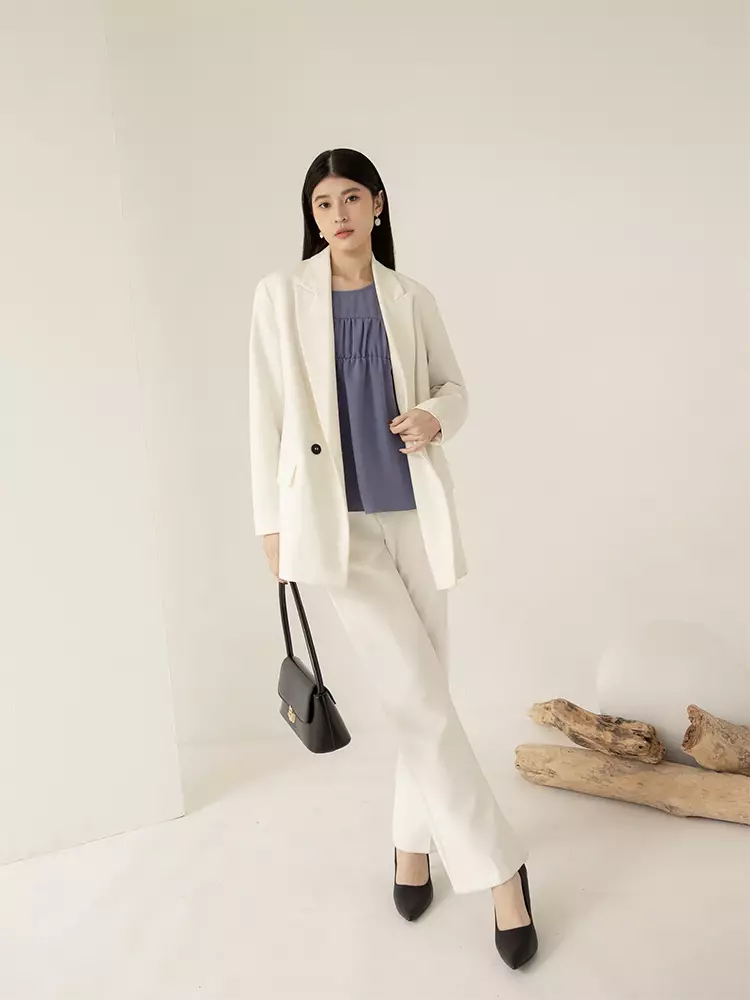 Wrinkle-resistant round neck pleated puff sleeve top [AB19141]