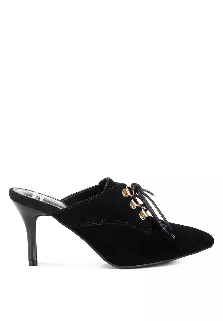 Discount on Rag & CO.  shoes - SKU: Suede Stiletto Mules In Black
