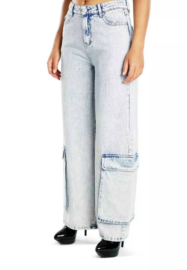 Light Blue Sassy Flap Ankle Pockets Denim