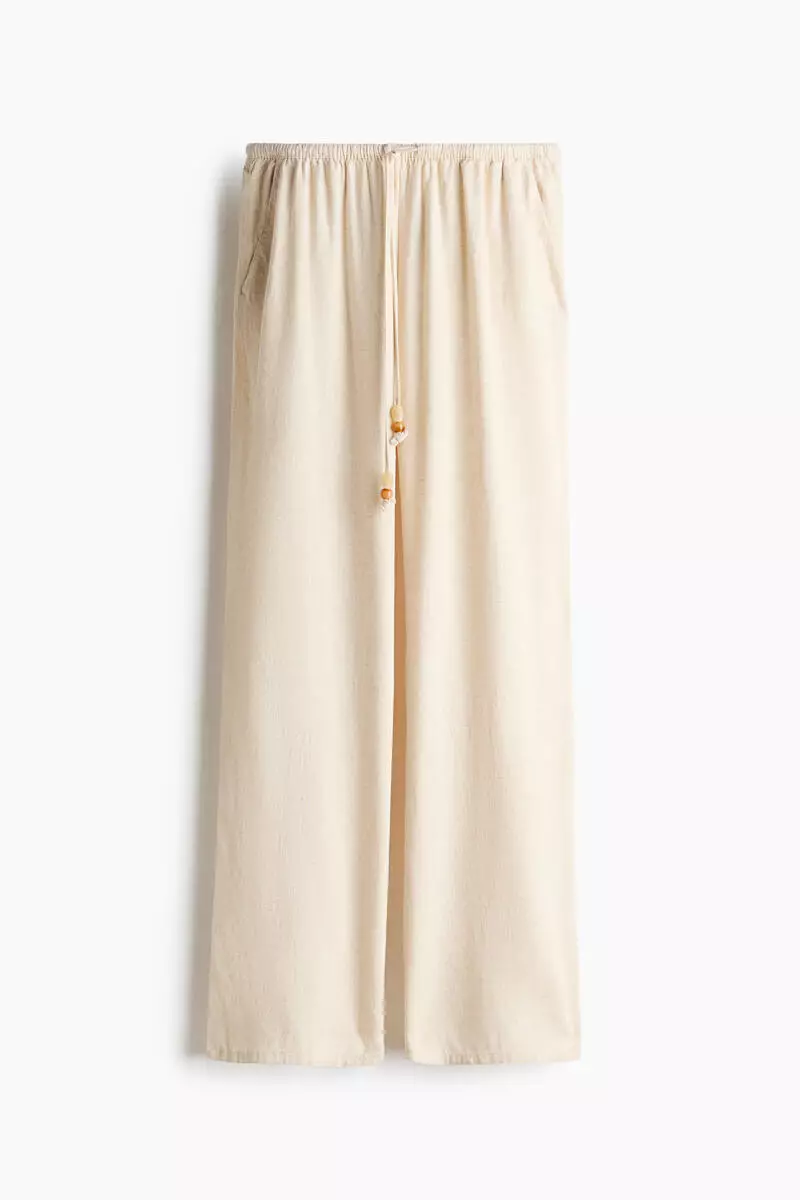 Linen-blend drawstring trousers