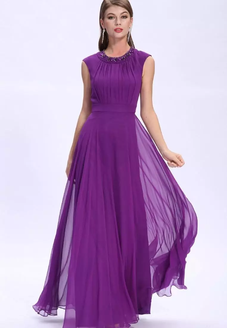 Elegant Style Silk Chiffon Beaded Evening Dress