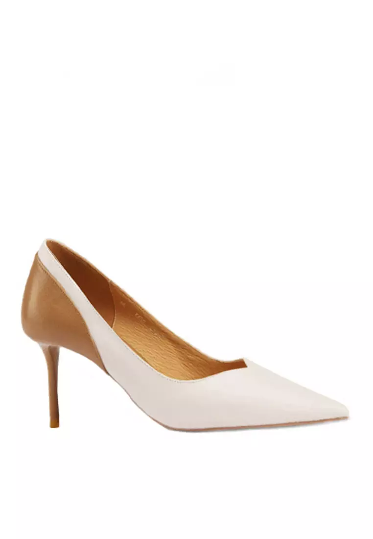 Discount on Twenty Eight Shoes  shoes - SKU: VANSA Color-block Top Layer Cowhide High Heels VSW-H07040733