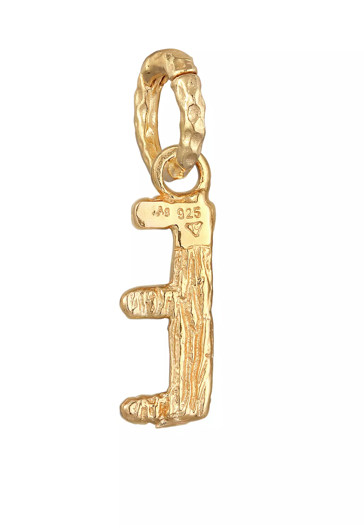 Pendants Letter E Organic Look Gold Plated