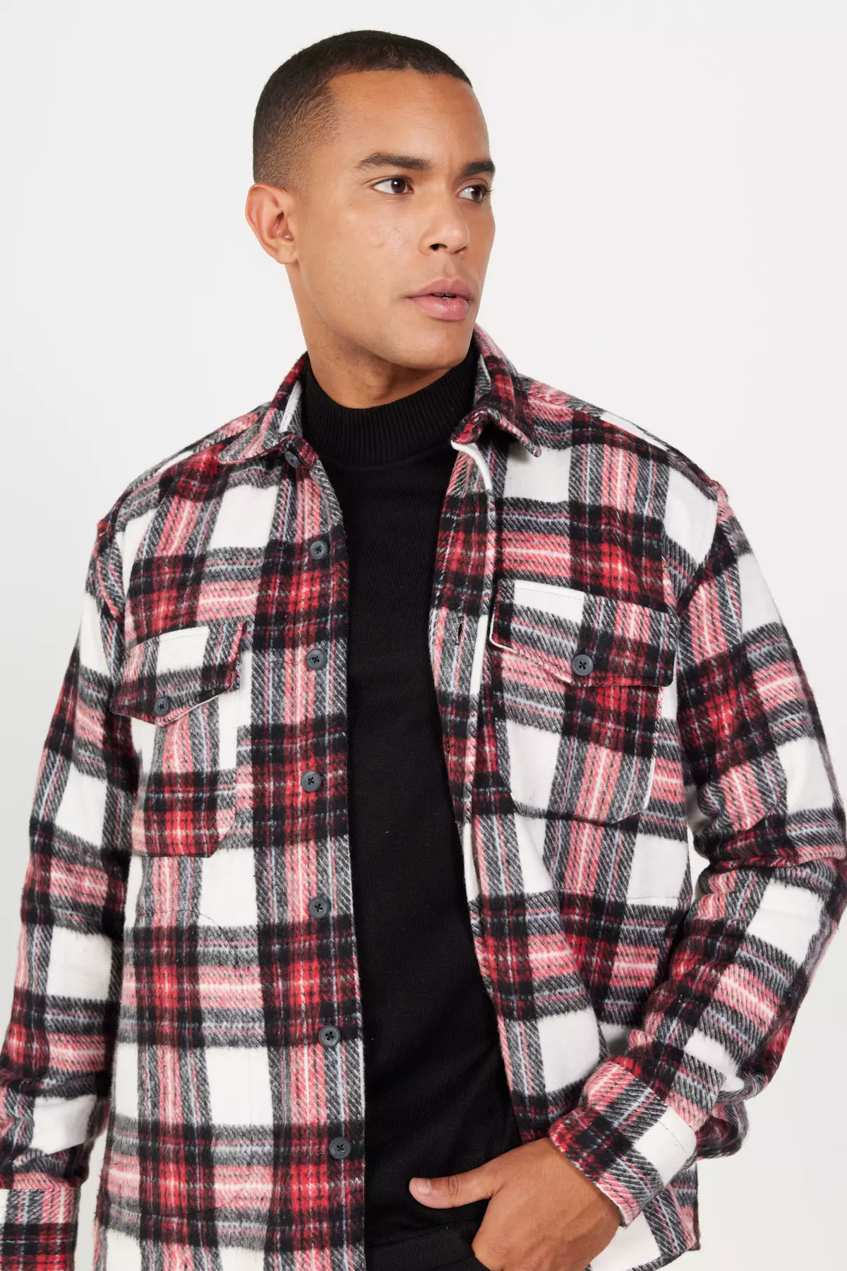 Plaid Patterned Lumberjack Shirt Jacket