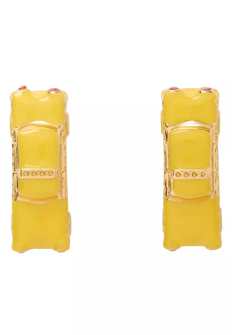 Hit The City Taxi Studs Earrings in Yellow Multi KJ702
