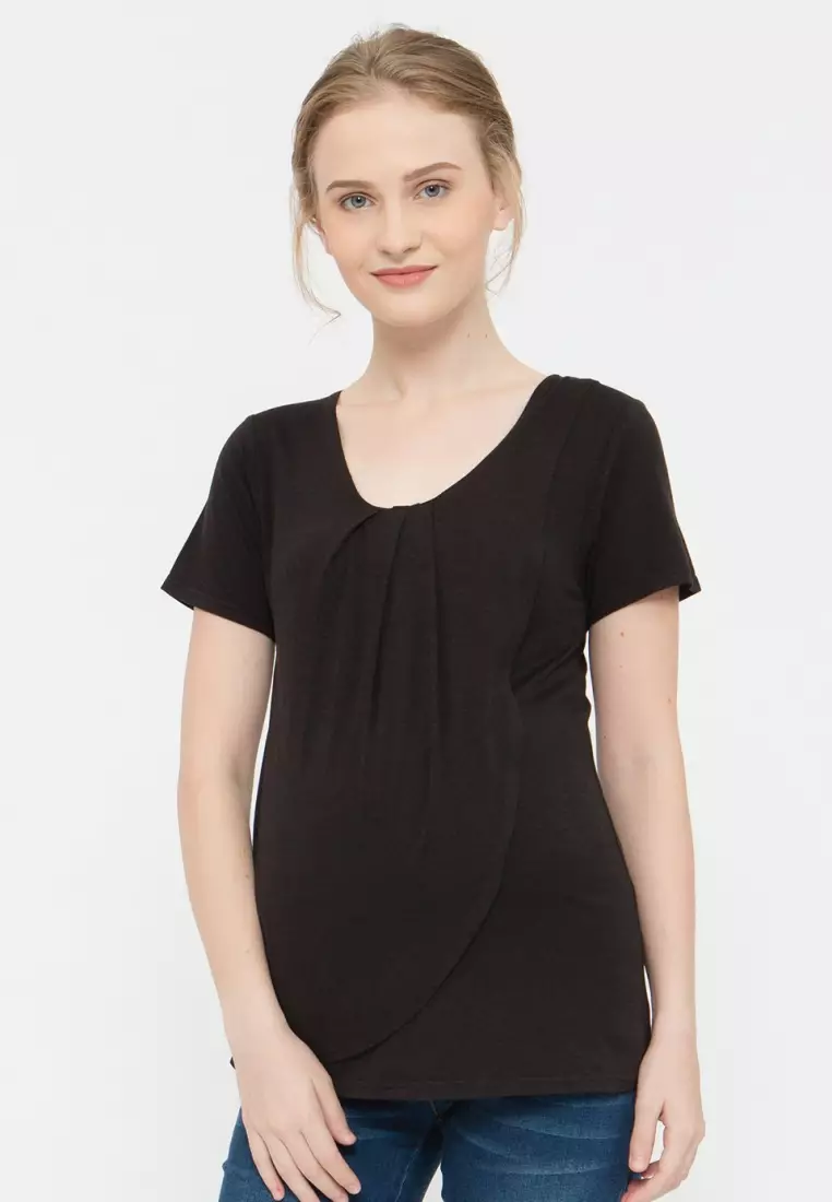 Buy Bove by Spring Maternity Cloria Overlap Nursing Top Black Online