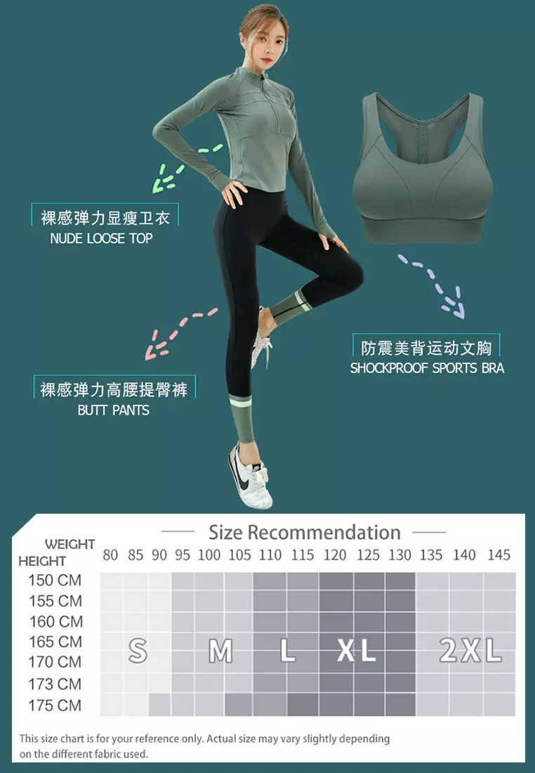 (3PCS) Sports Fitness Yoga Set (Sports Bra+Pants+Tops)