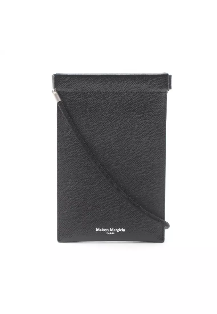 Pre loved Maison Margiela grain leather neck pouch Shoulder bag leather black
