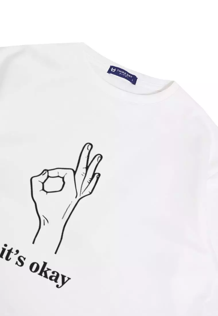 MTQ60 kaos oversize bahan tebal scuba pria distro gambar motif aesthetic its okay putih