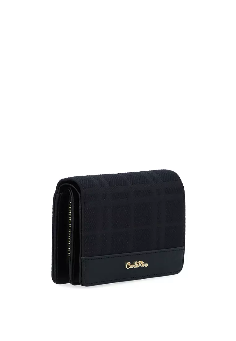 CR Brushed Plaid 2-Fold Wallet - Black