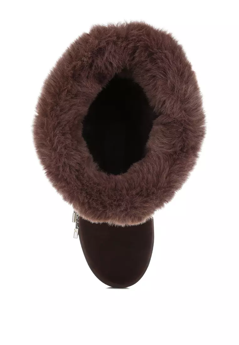 Fur Collar Anti-Skid Snow Boots in Brown