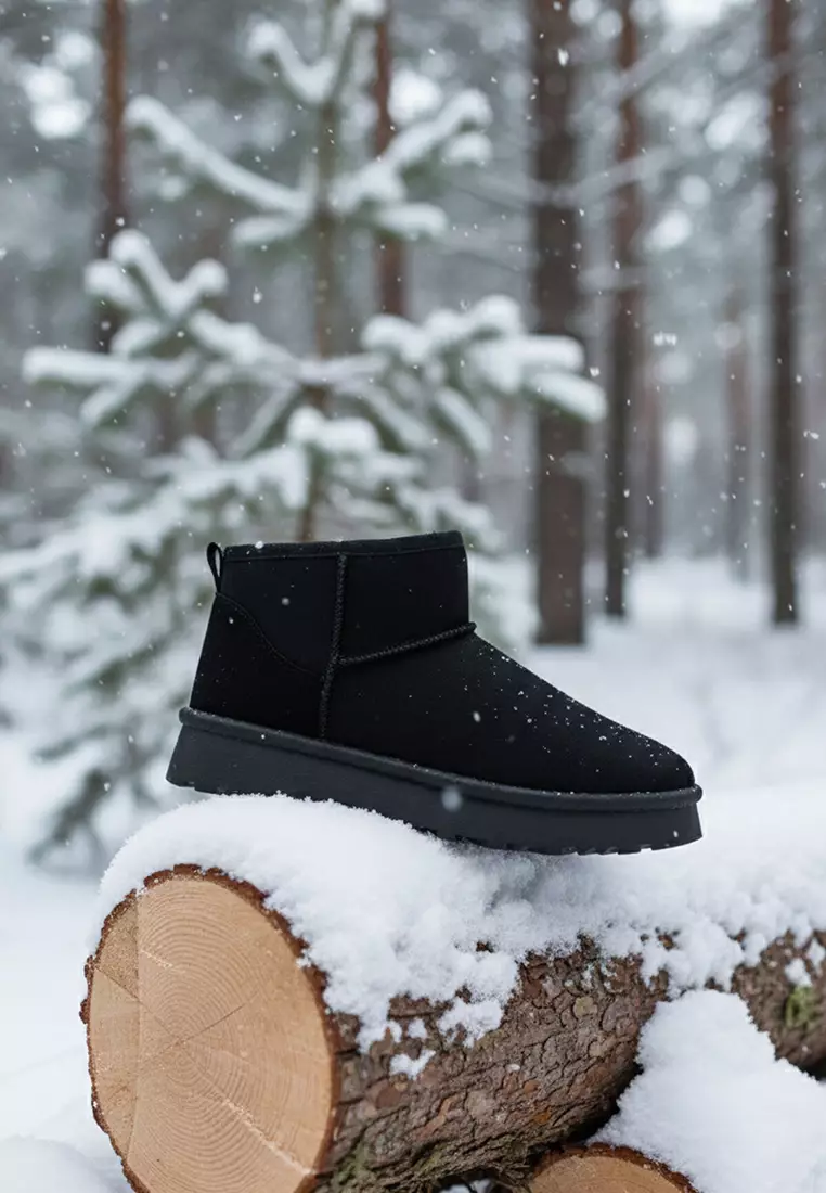 Faux Suede Platform Boots