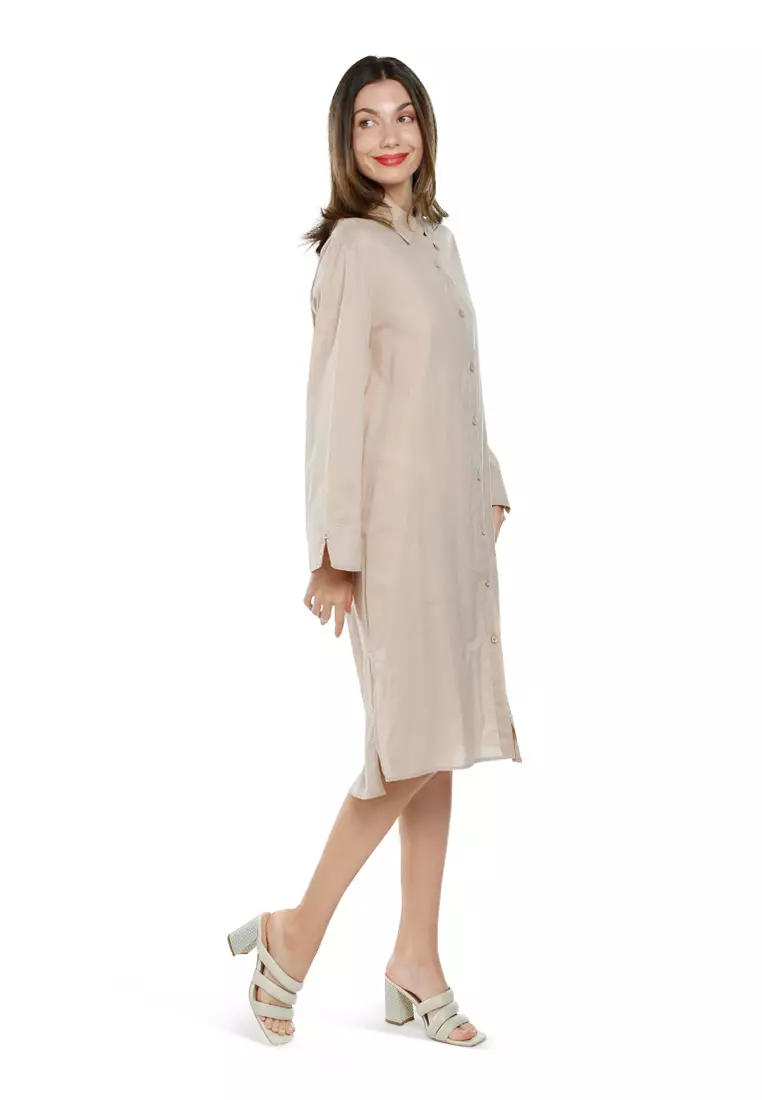 Oversized Shirt Dress in Khaki