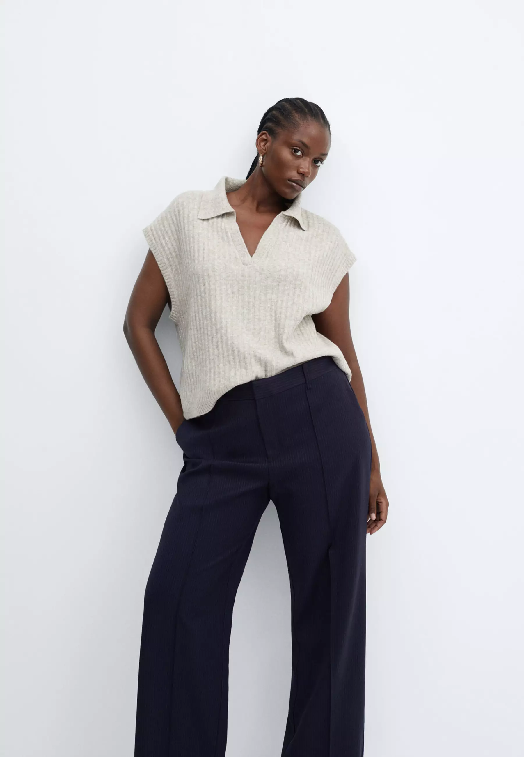 Mango striped store suit trousers