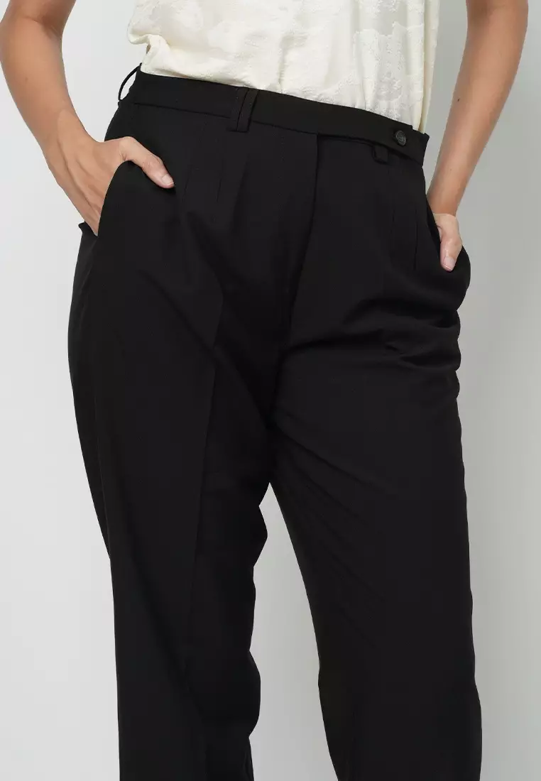 Kaydence Slim Pants with a Button Tab opening in the Waistband