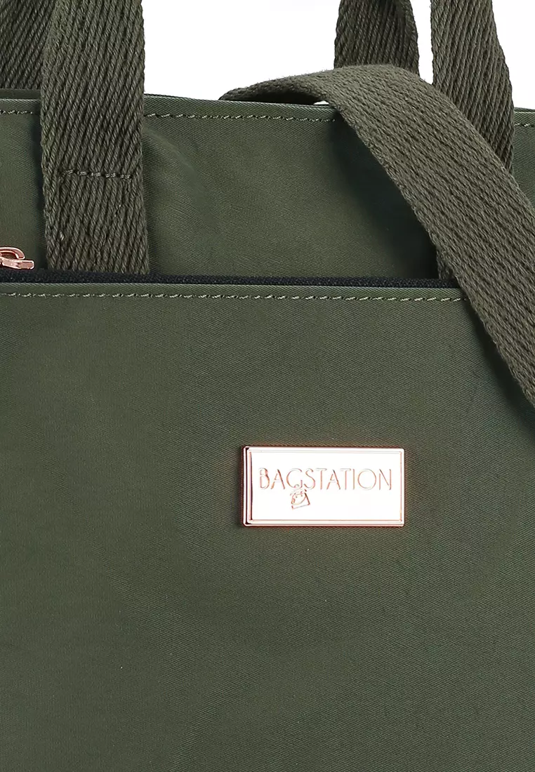 Rose Gold Series Crinkle Nylon Convertible Top Handle Bag