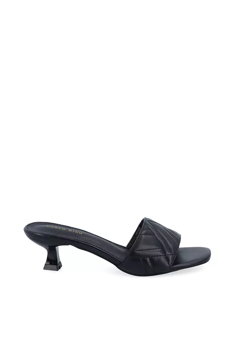 Discount on Carlo Rino  shoes - SKU: Black Selia Flared Heel Sandals