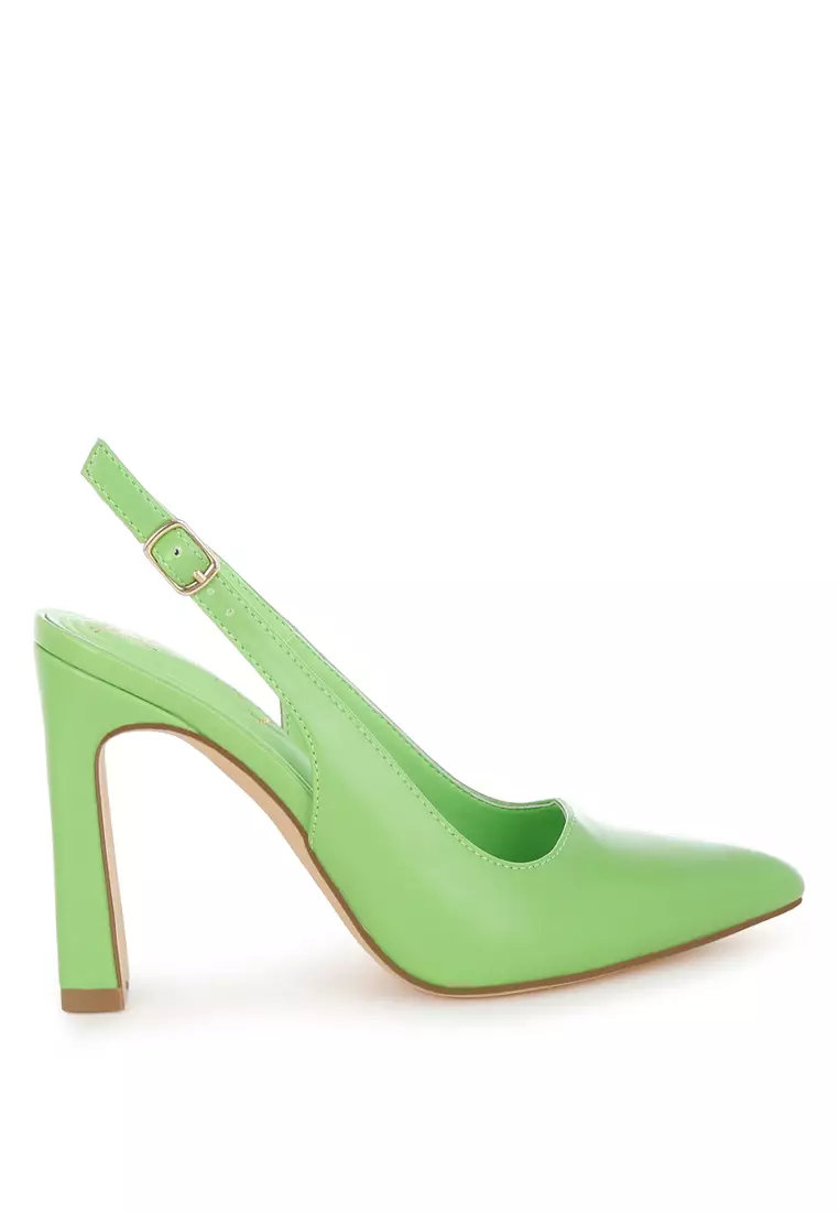 Discount on London Rag  shoes - SKU: Pointy Toe Slingback Pumps In Green