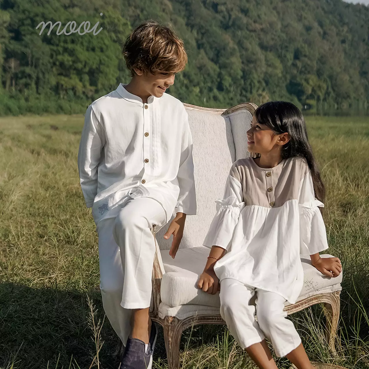 Mooi Setelan Anak Perempuan Tisha Tunik Set - White