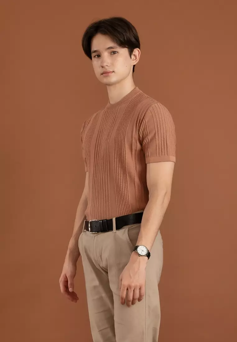 Kale Oxford Brown / atasan kaos pria / baju kaos pria / kaos basic pria / kaos rajut
