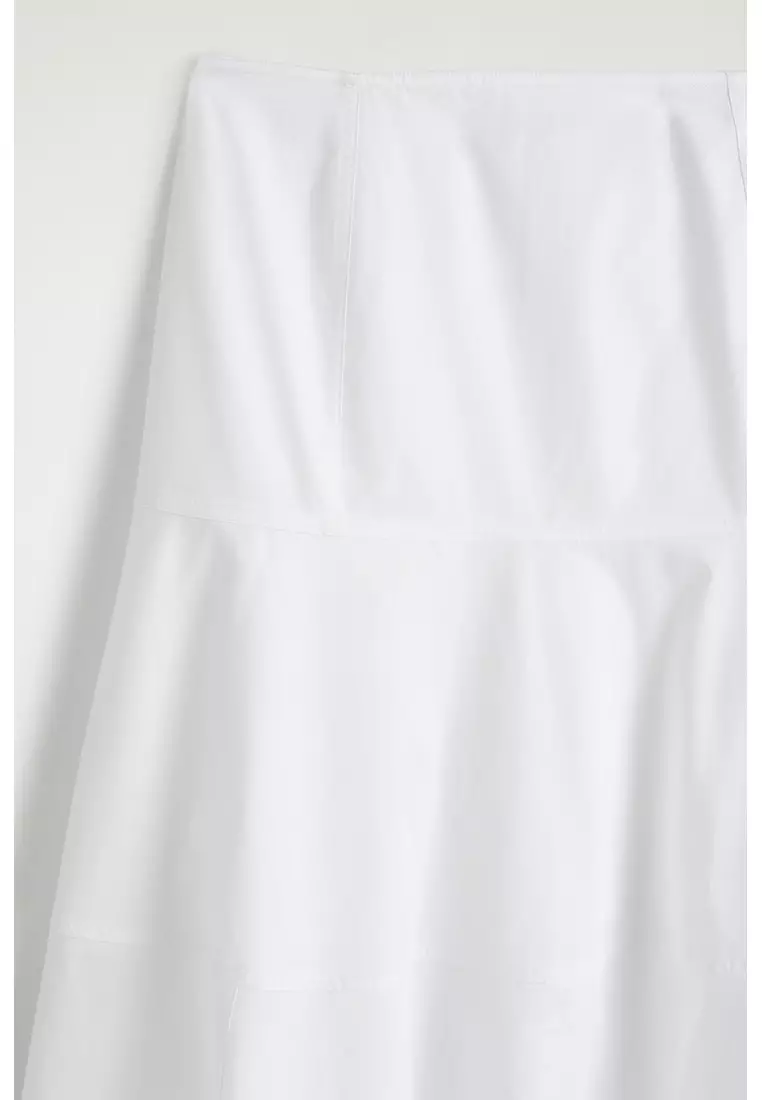 PANELLED COTTON MIDI SKIRT