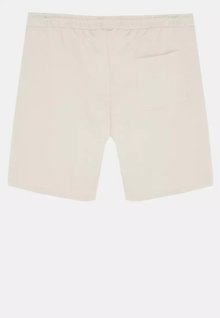 Large Size Stone Regular Cut Comfortable 100% Cotton Basic Shorts TMNSS24AP00001