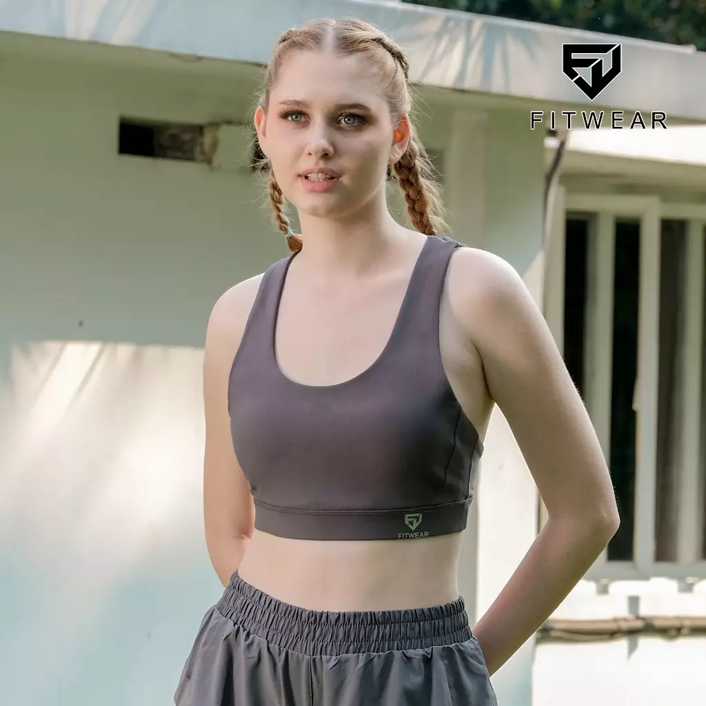 Fitwear - Sportbra Olahraga Wanita SAMANTHA [CAGED PLAIN] - COOL GRAY