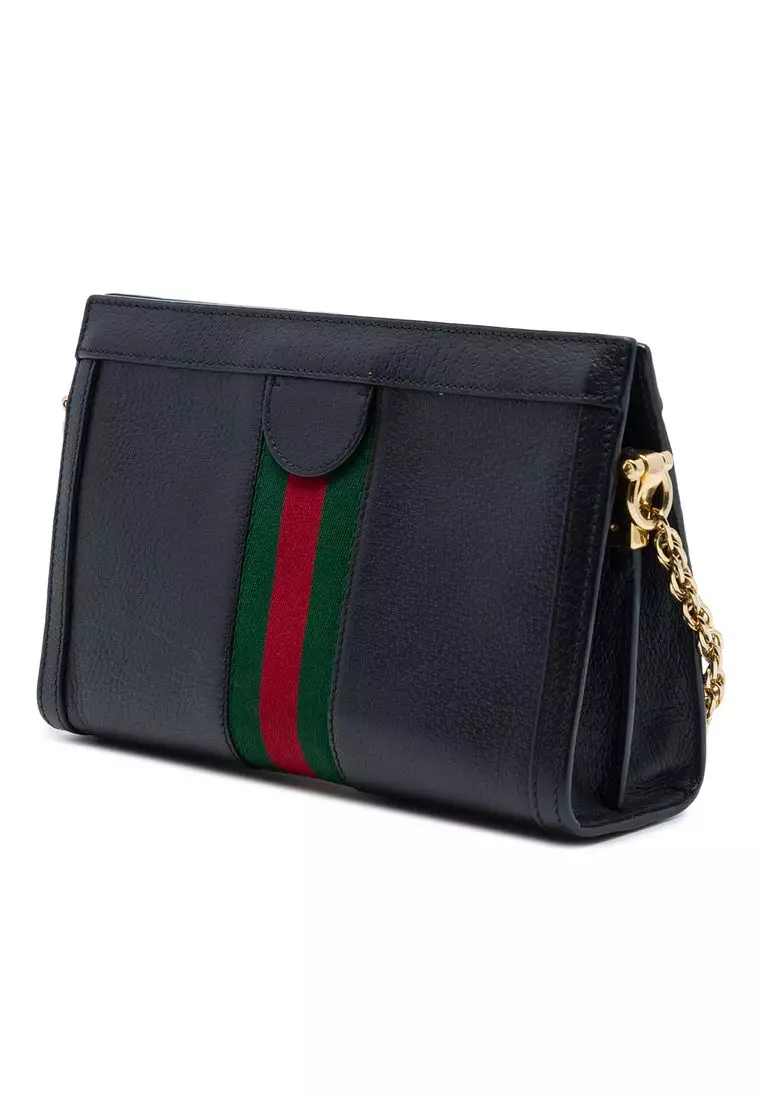 Pre-Loved Gucci Small Calfskin Web Ophidia Chain Crossbody