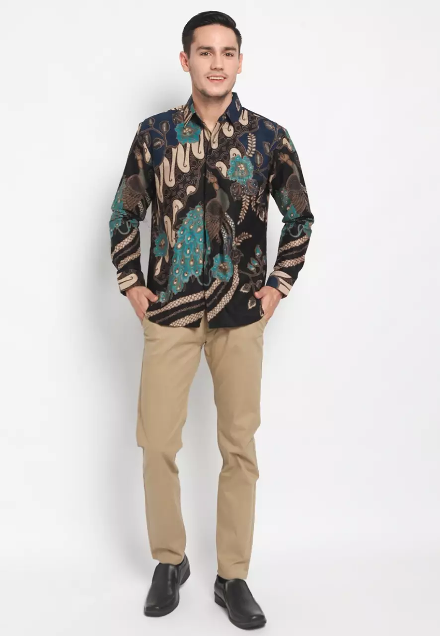Navy Aditya Kemeja Batik Pria Premium Slimfit Modern Lengan Panjang