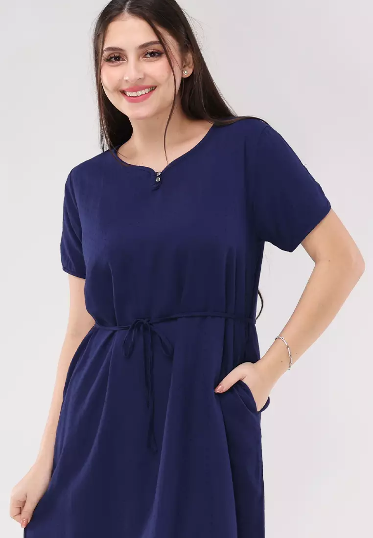 Textured Woven Short Sleeves Dress
