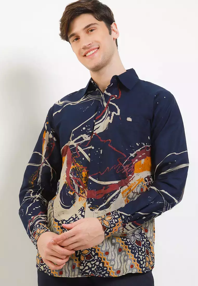 Tyaga Kemeja Batik Premium Pria Casual Modern Lengan Panjang