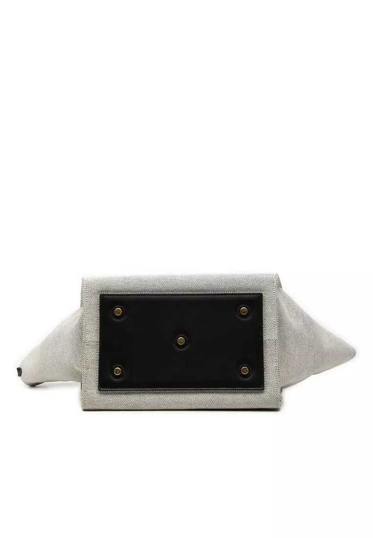 Pre-Loved Celine Small Bicolor Canvas And Calfskin Tie Knot Handbag