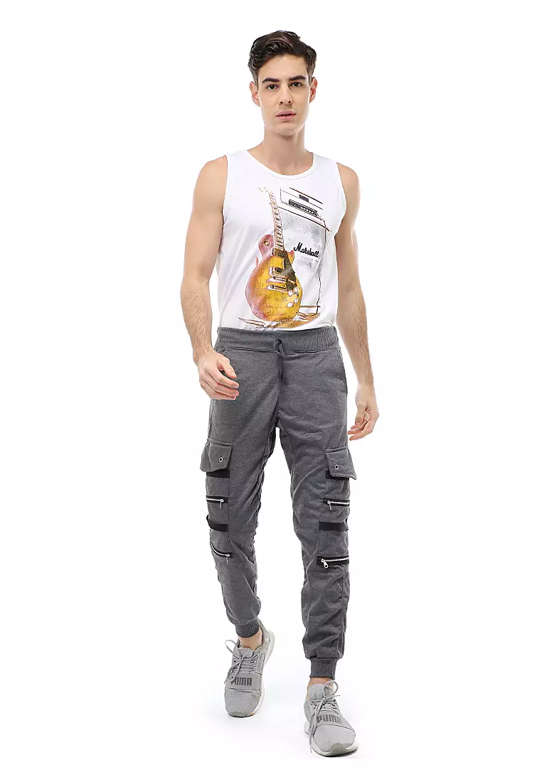 Locko Long Pants Celana Jogger Pria Zipper Design Material Baby Terry ORIGINAL - Dark Gray