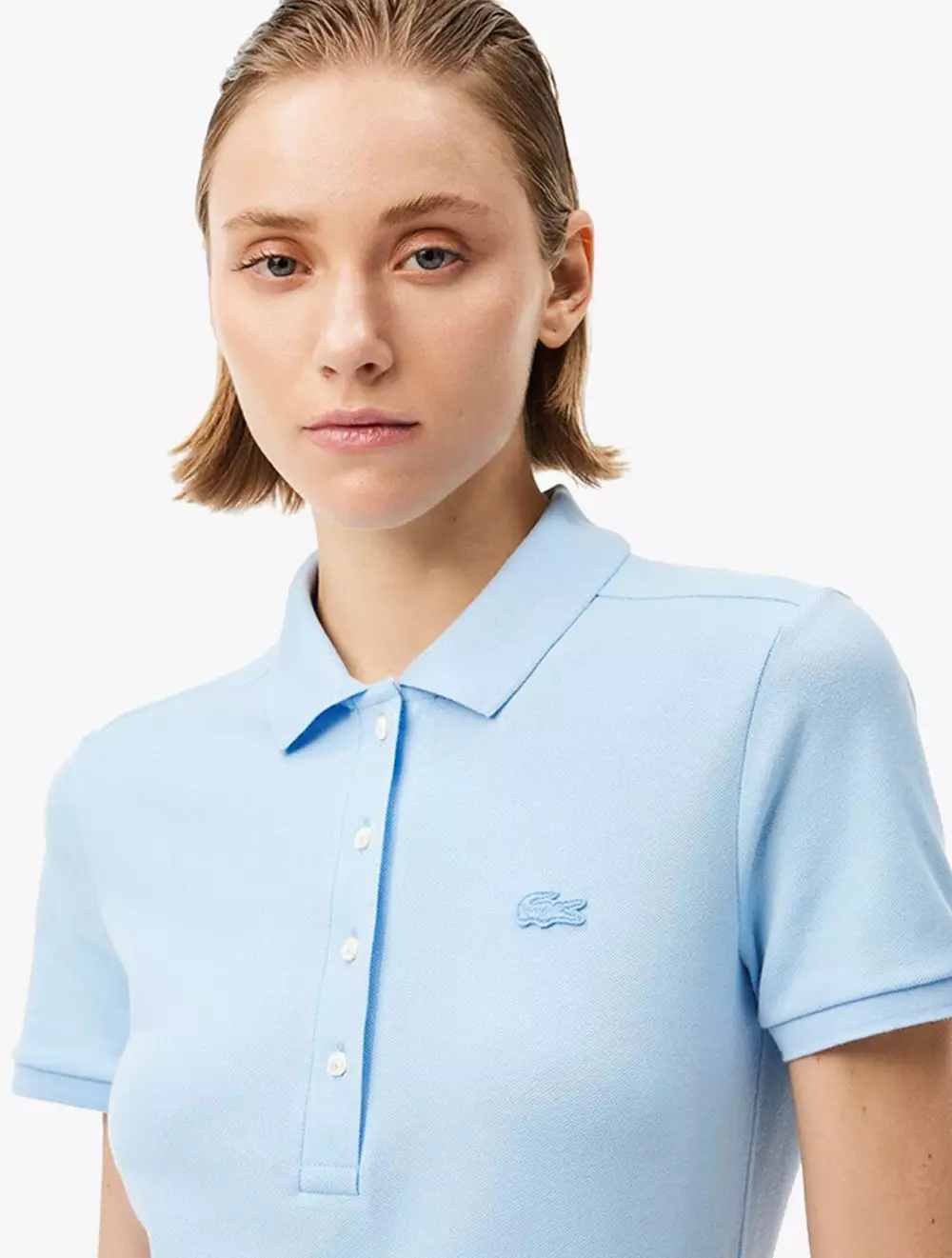 Stretch Piqué Polo Dress - Blue
