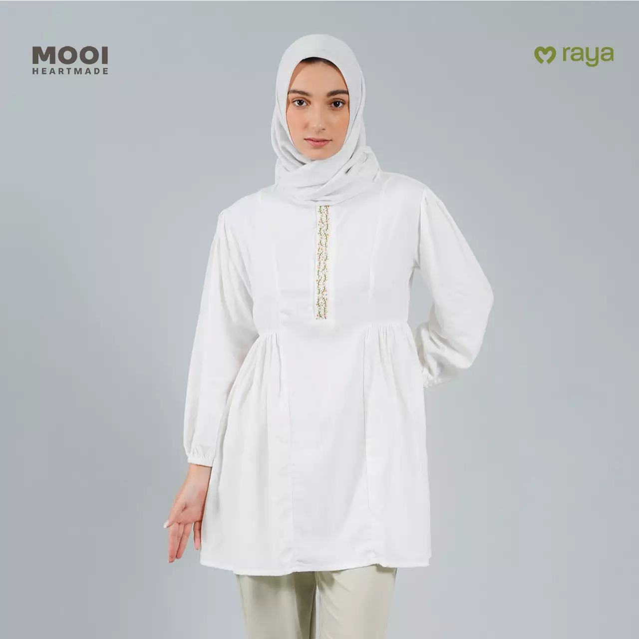 Mooi Monogram Hijab Print Scarf Print Voal - Lilac