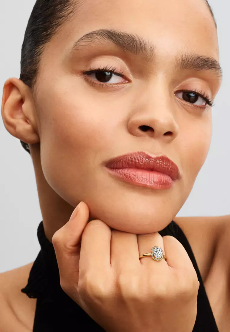 Pandora 14k Gold Plated Oval Sparkling Halo Ring