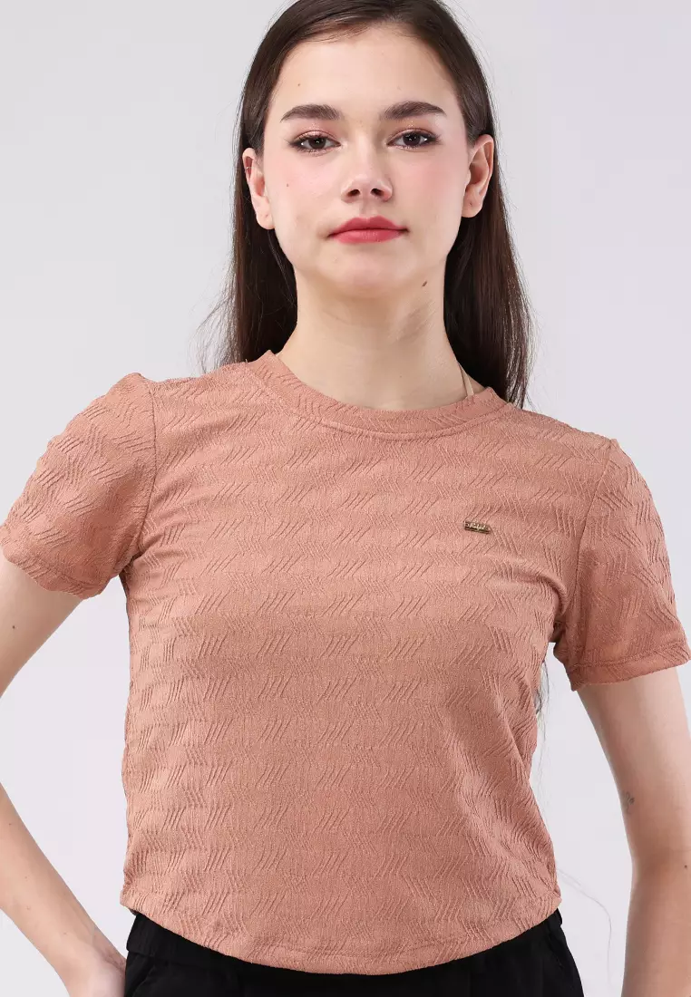 Short Slvs. Round Neck Basic Top