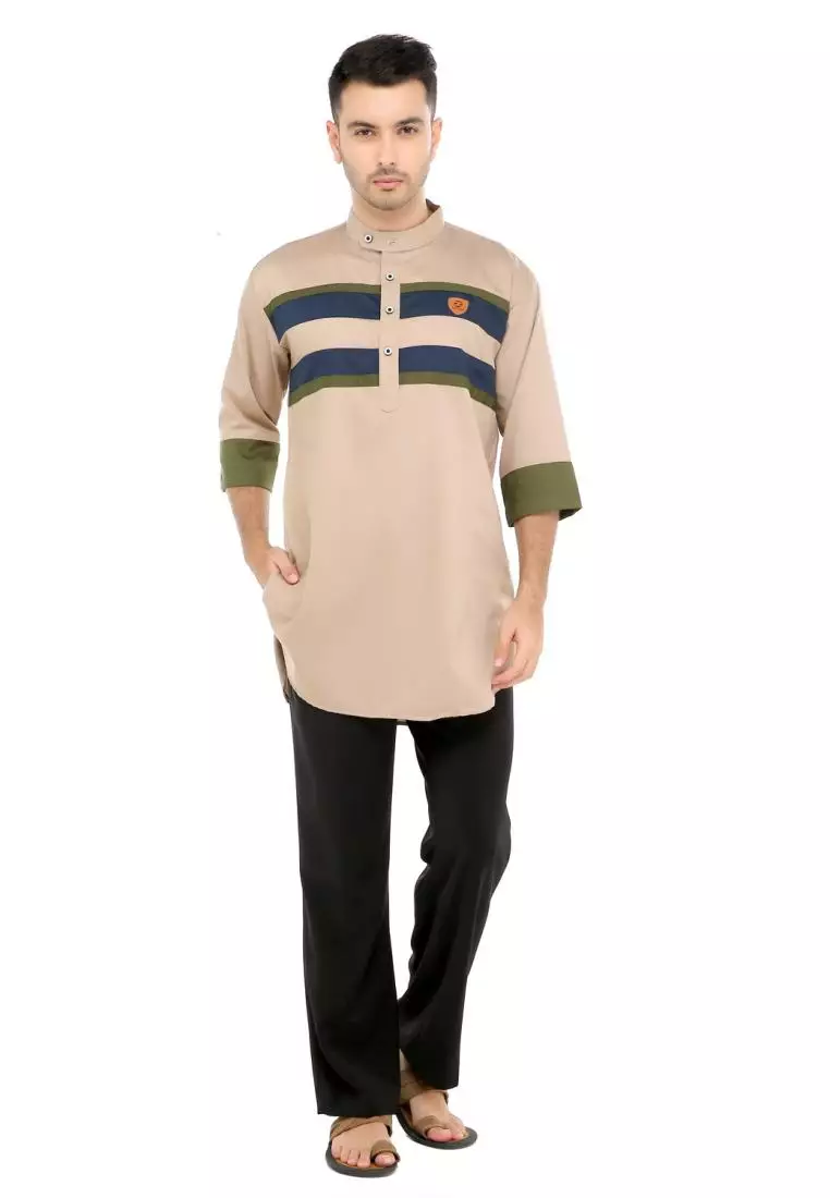 Baju Koko Gamis Muslim Pria Mauza - Coklat